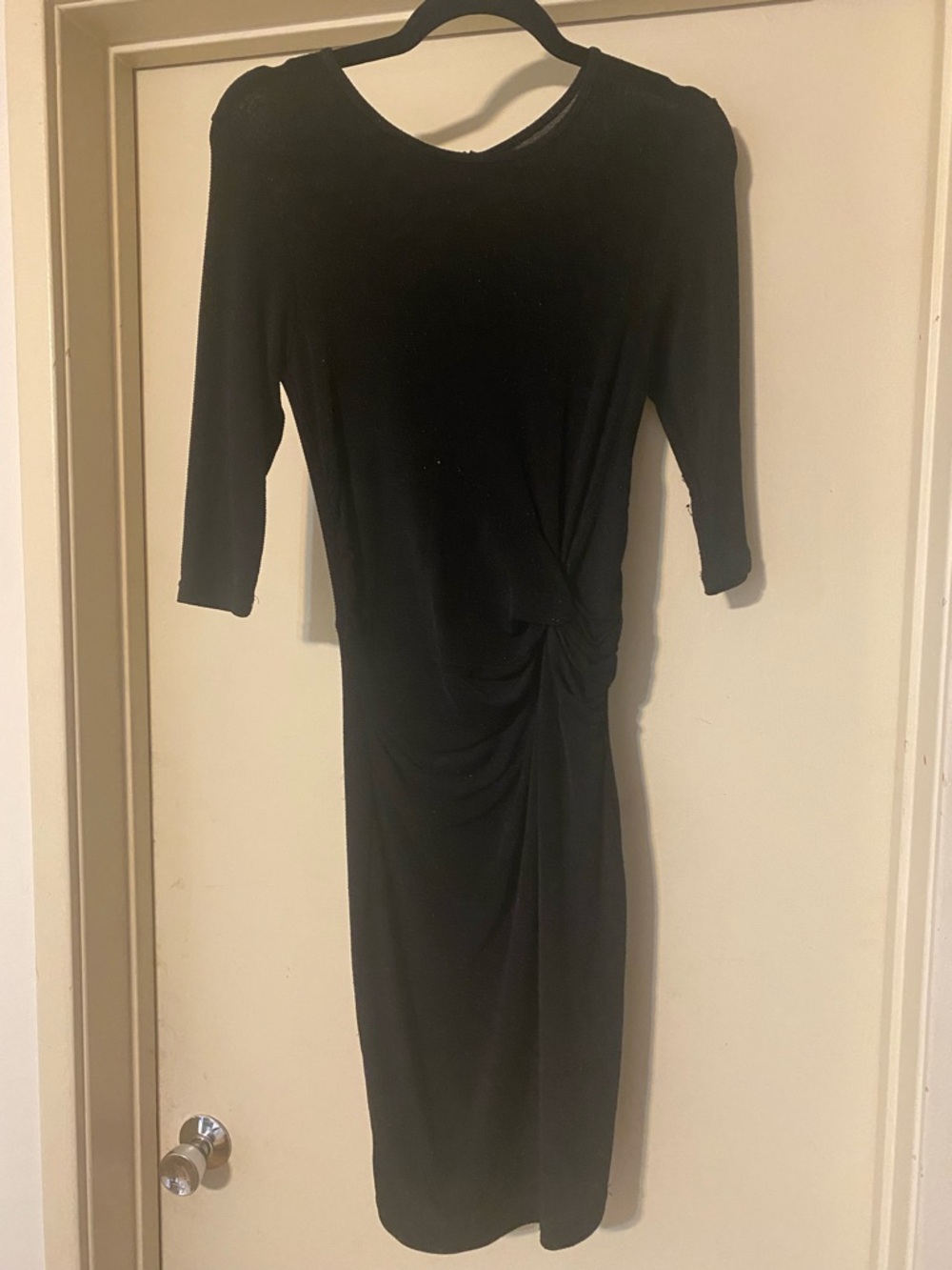 Black Midi Dress with Side Twist